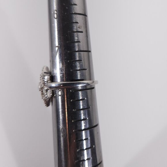 Sterling Silver Ring with Diamond Accents Size 7-3/4 - Picture 8 of 8